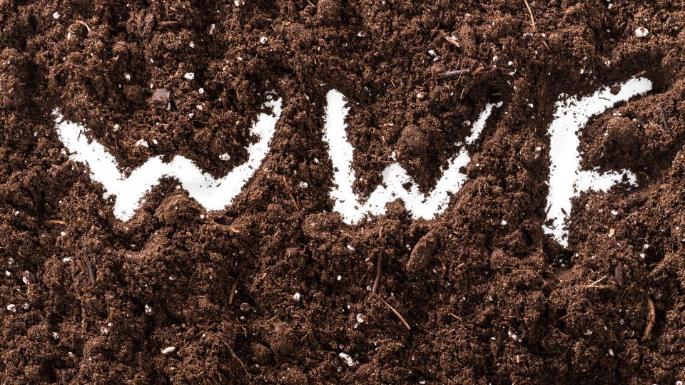 Teren fertil cu inscripția WWF, simbolizând protecția mediului.